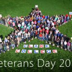 people in star formation honoring Veterans Day